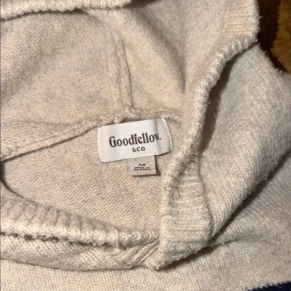 Men's Beige Hoodie Sweater with Black Stripes